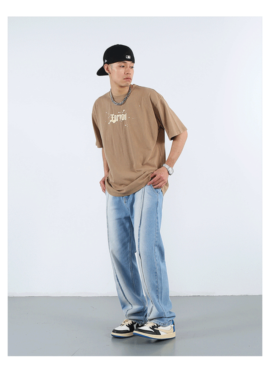 F3F Select Tie Dye Washed Straight Denim Jeans