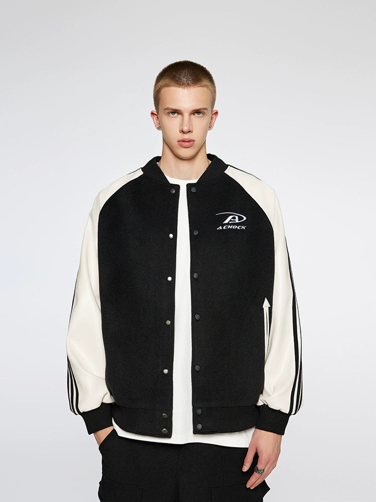 Achock Contrasting Color Shoulder Sleeve Baseball Jacket | Face 3 Face