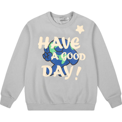 Harsh and Cruel Smiling Earth Foam Print Sweatshirts