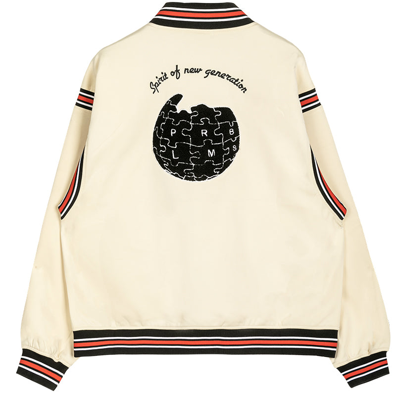 PRBLMS Earth Puzzle Baseball Jacket | Face 3 Face