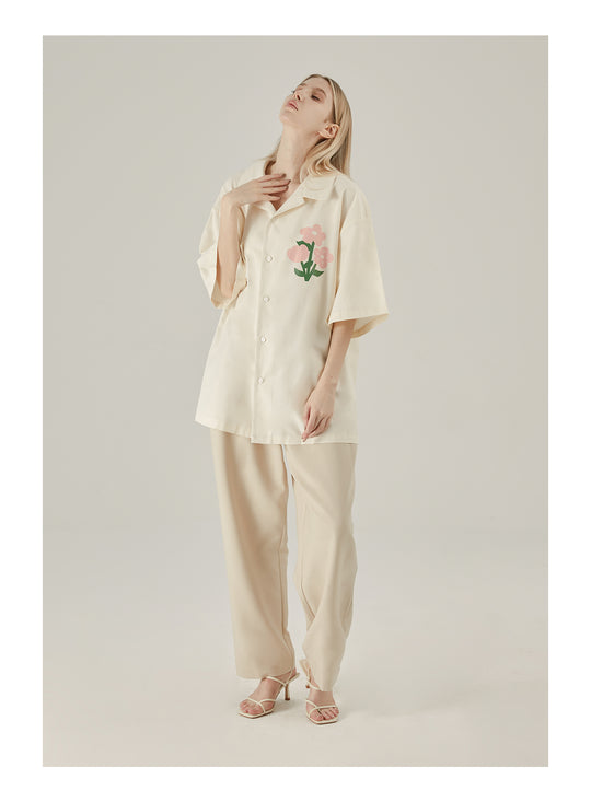 EMPTY REFERENCE Cute Small Flower Short Sleeve Shirt