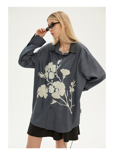 EMPTY REFERENCE Flower Shadow Print Long Sleeve Shirt