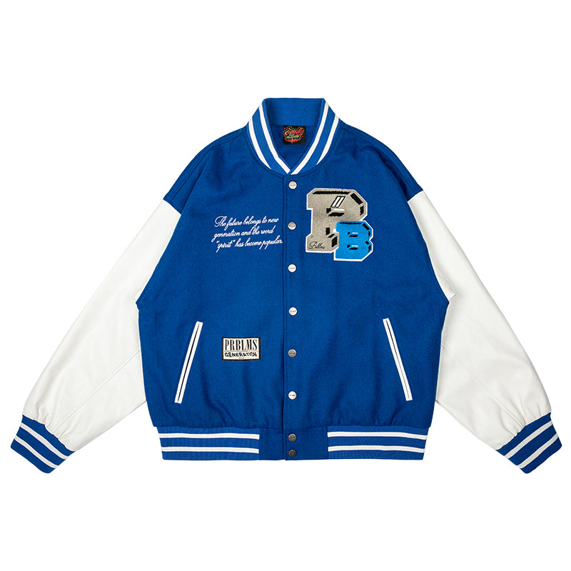 PRBLMS Three-Dimensional Embroidery Varsity Jacket | Face 3 Face