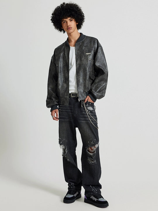 Achock Ripped Washed Vintage Denim Jeans