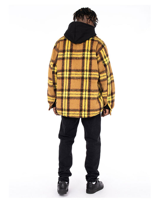 Create & Destroy Embroidered Plaid Shirt Jacket