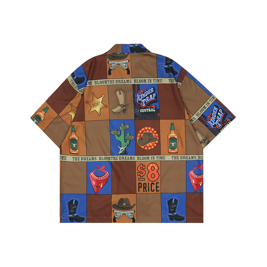 Retro Printing Short Sleeved Shirt