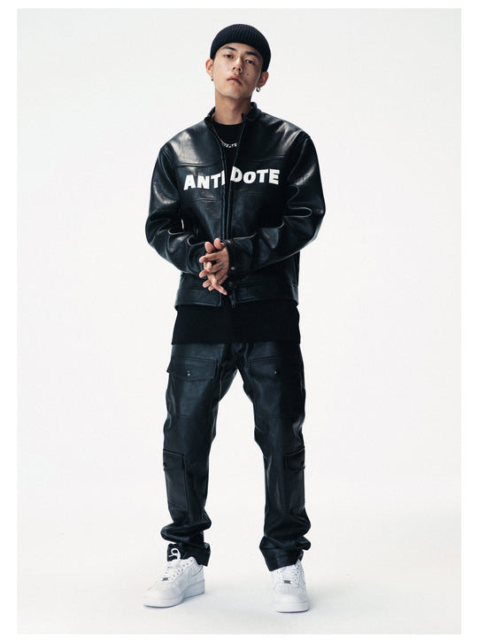 ANTIDOTE LOGO Motorcycle PU Leather Jacket | Face 3 Face