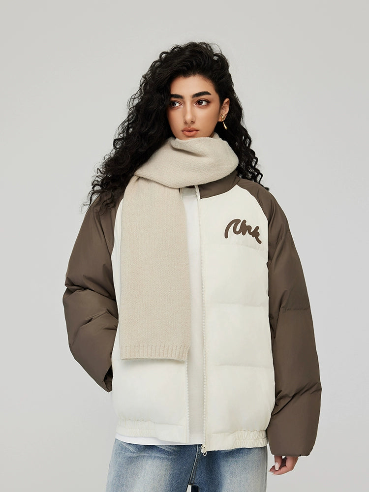 Achock Letter Printed Raglan Sleeve Warm Jacket