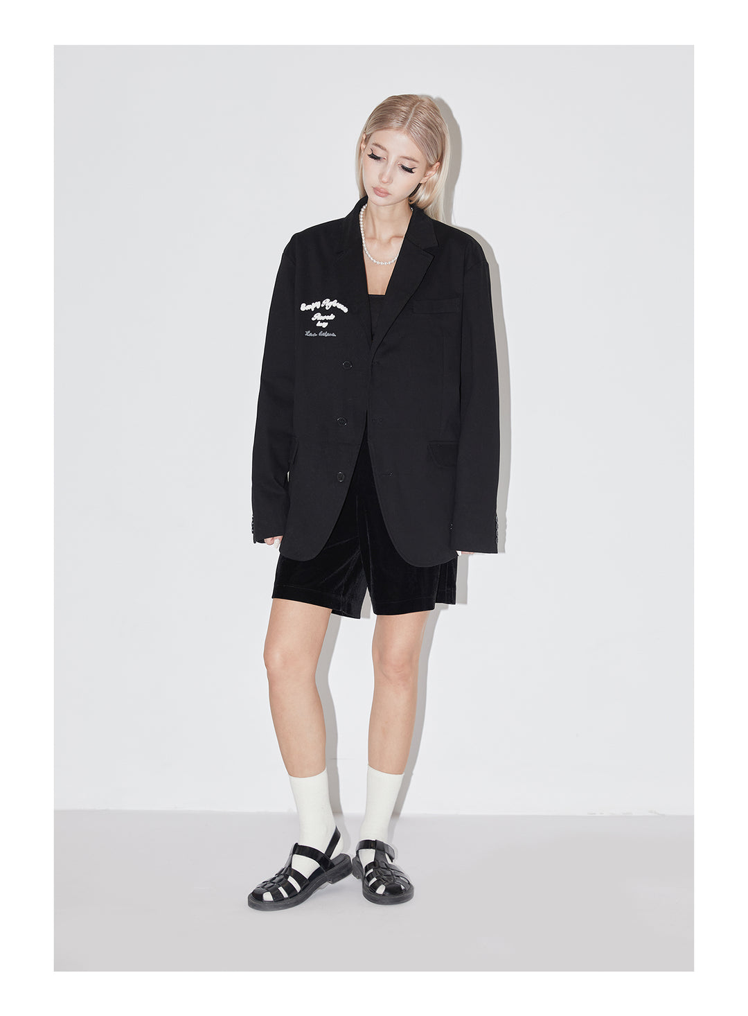 EMPTY REFERENCE Little Angel Logo Embroidered Suit Jacket