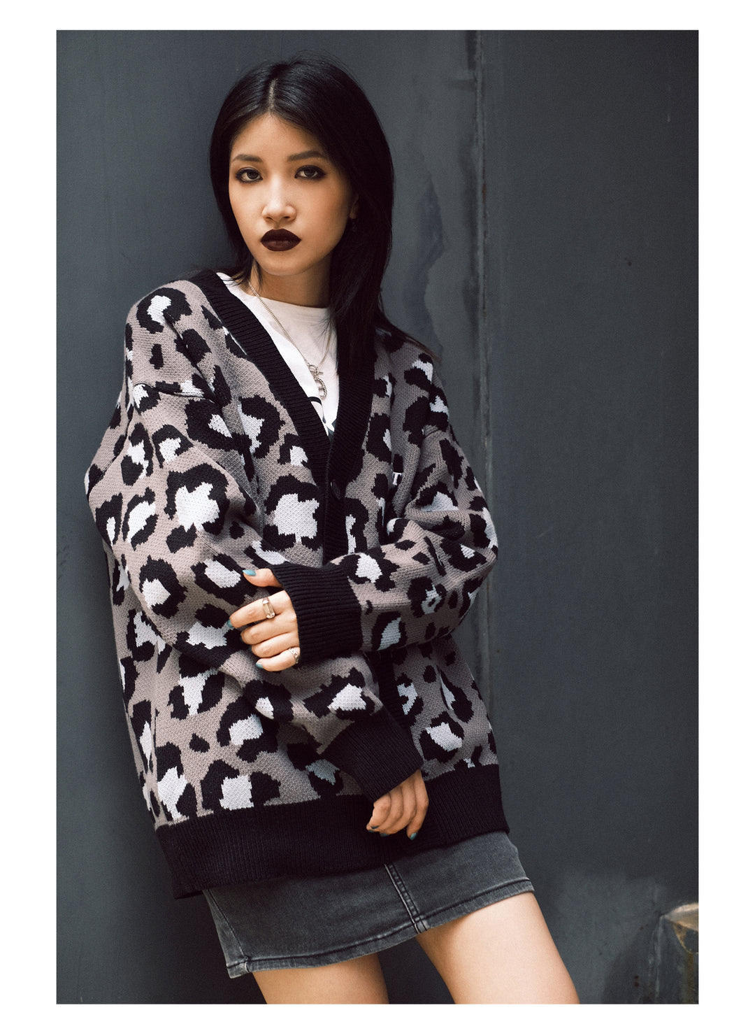 VOTE Leopard Knitted Cardigan