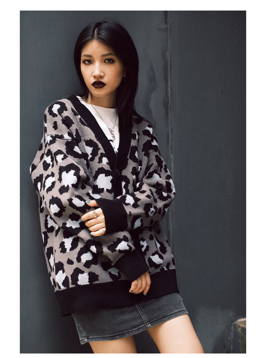 VOTE Leopard Knitted Cardigan