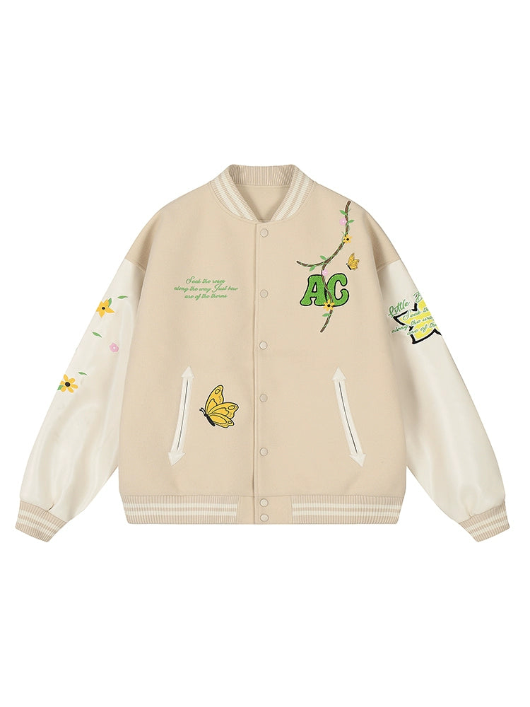 Baseball Jacket | Achock Flower Vine Embroidered Baseball Jacket | Face 3 Face