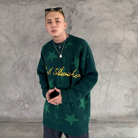 Star Circle Letter Knit Sweater