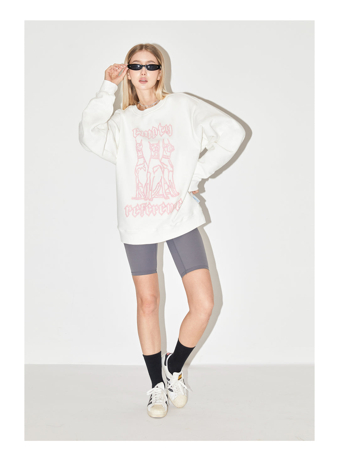 EMPTY REFERENCE Neon Doberman Dog Print Sweatshirts