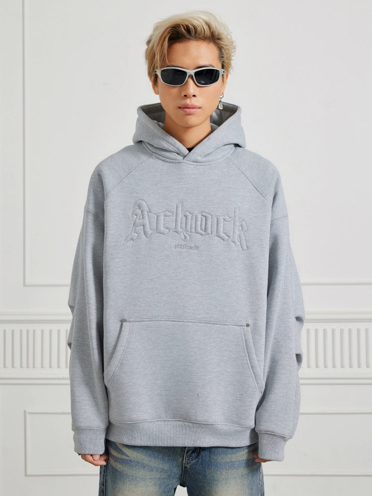 Achock Logo Embroidery Sleeve Pleats Hoodie