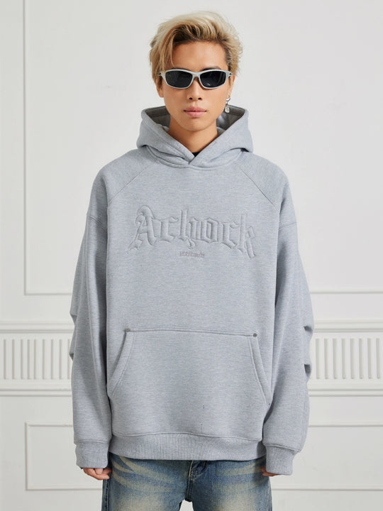 Achock Logo Embroidery Sleeve Pleats Hoodie