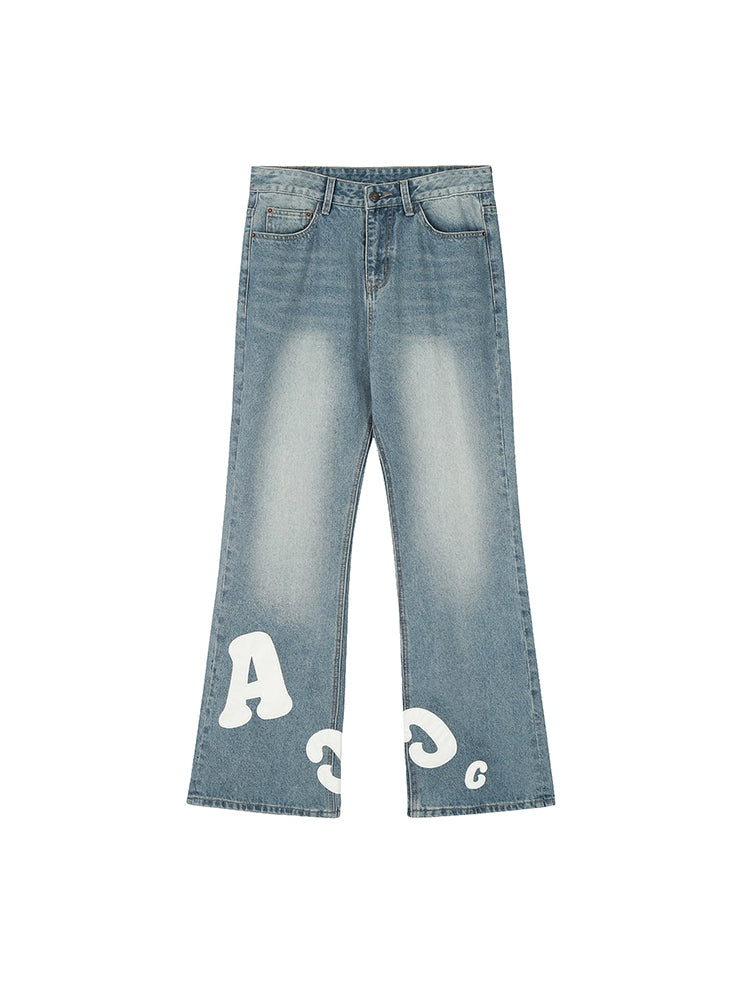 Achock Heavy Embroidered Micro Flare Denim Jeans