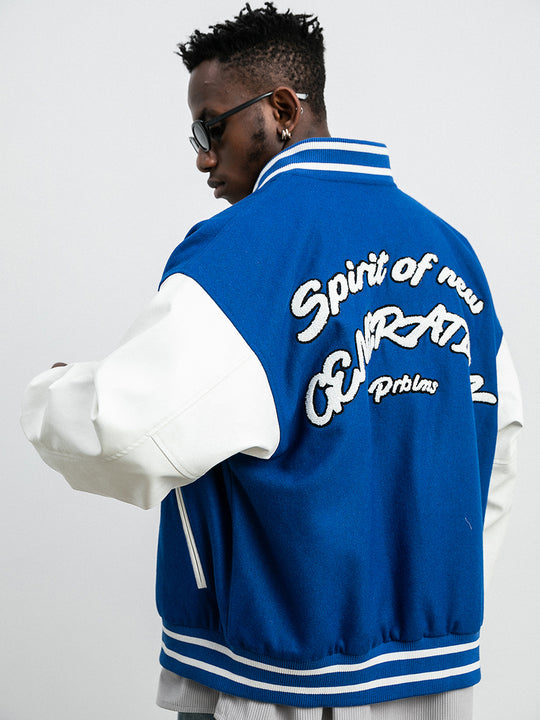 PRBLMS Three-Dimensional Embroidery Varsity Jacket | Face 3 Face