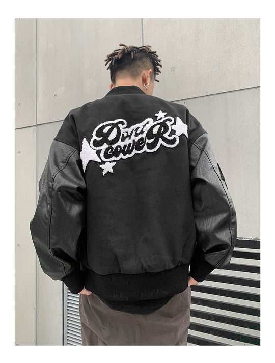 Don't Cower Embroidered Varsity Jacket