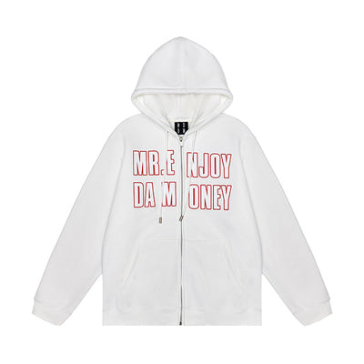 MEDM Letters Printed Logo Zipper Hoodie | Face 3 Face
