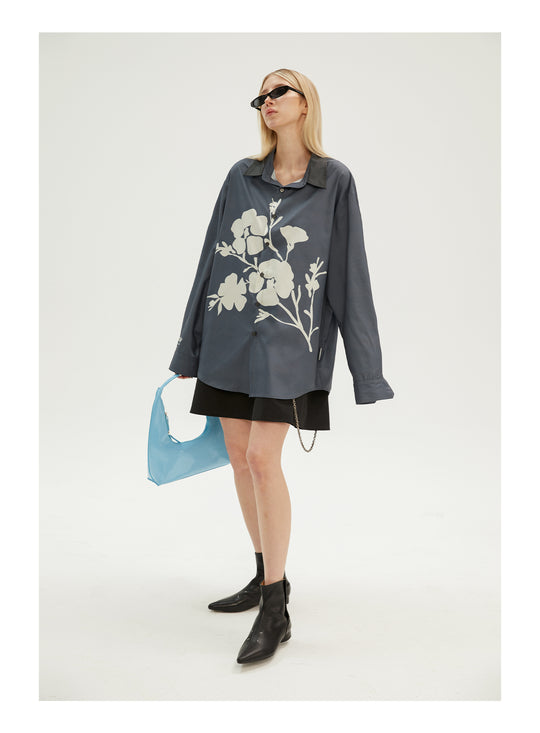 EMPTY REFERENCE Flower Shadow Print Long Sleeve Shirt