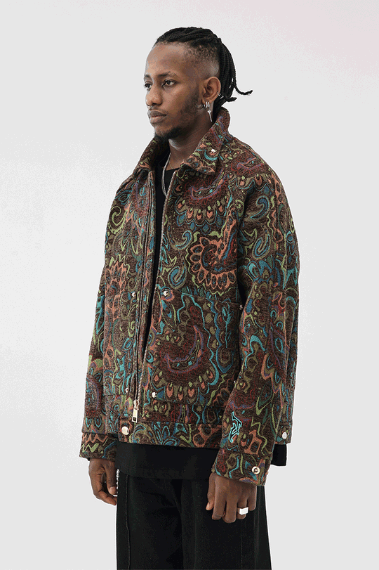 JHYQ Color Blocking Paisley Embroidered Jacket