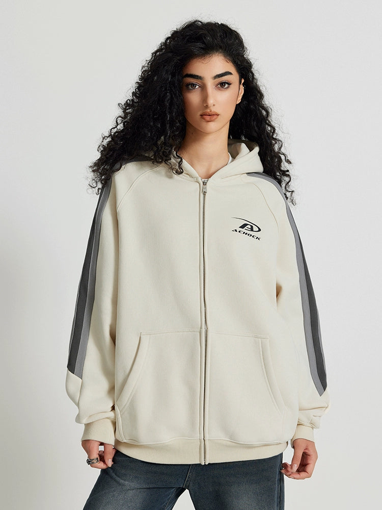 Achock Small Logo Splicing Zipper Hoodie