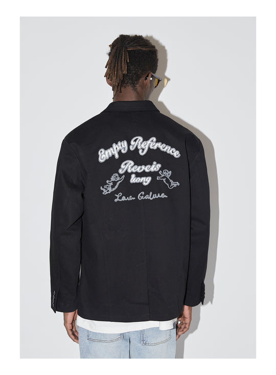 EMPTY REFERENCE Little Angel Logo Embroidered Suit Jacket