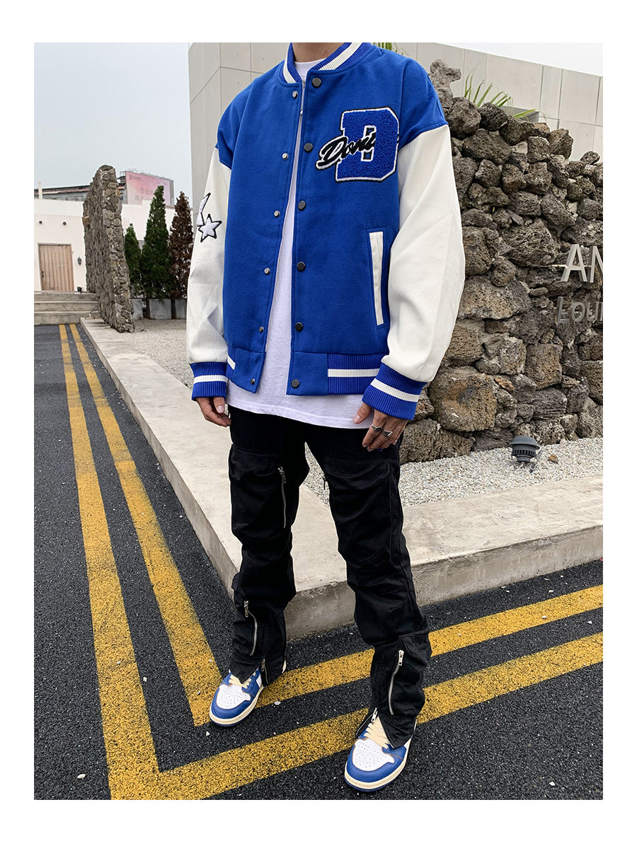 Don't Cower Embroidered Varsity Jacket