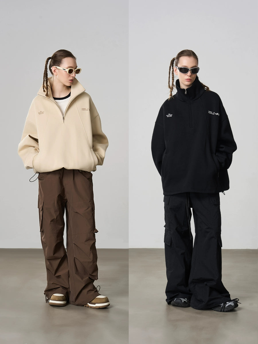 Harsh and Cruel Half Zip Stitched Pullover Sweatshirt