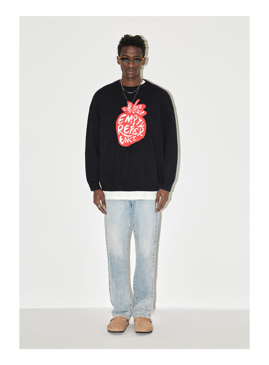 EMPTY REFERENCE I Love Strawberry Jacquard Knit Sweater