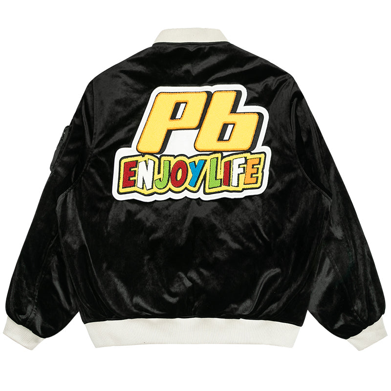 PRBLMS Logo Patch Velvet Flight Jacket | Face 3 Face