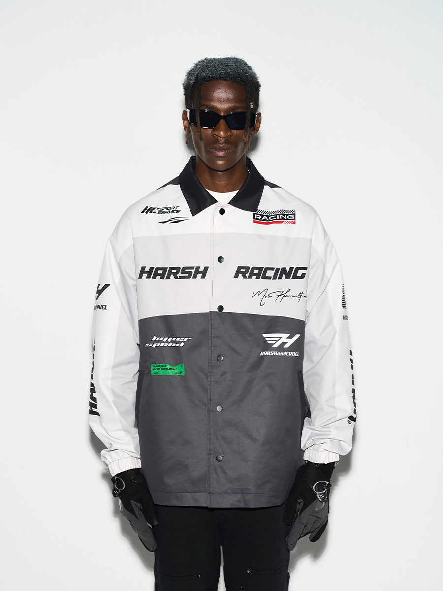 Harsh and Cruel Colorblock Logo Racing Coach Jacket