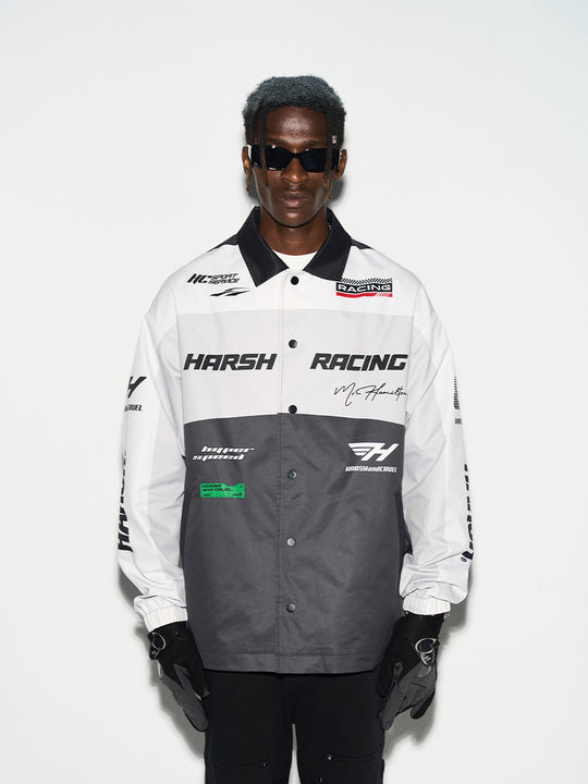 Harsh and Cruel Colorblock Logo Racing Coach Jacket