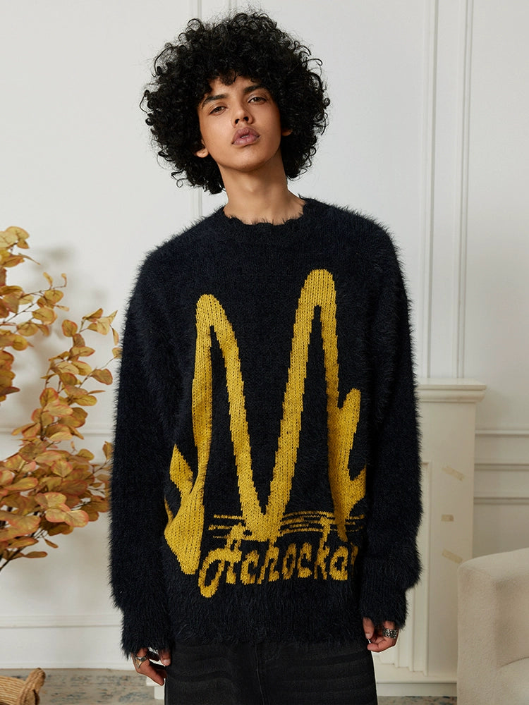 Achock M Letter Knit Sweater