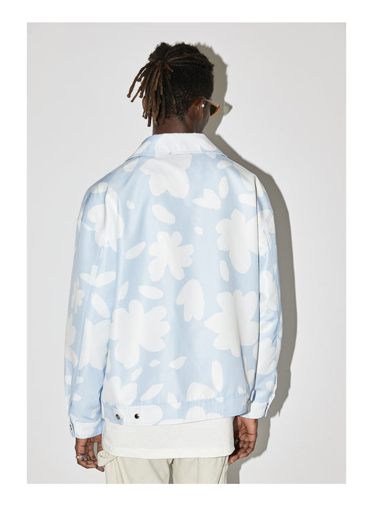 EMPTY REFERENCE Full Print Flower Embroidery Jacket