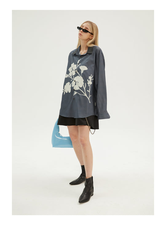 EMPTY REFERENCE Flower Shadow Print Long Sleeve Shirt