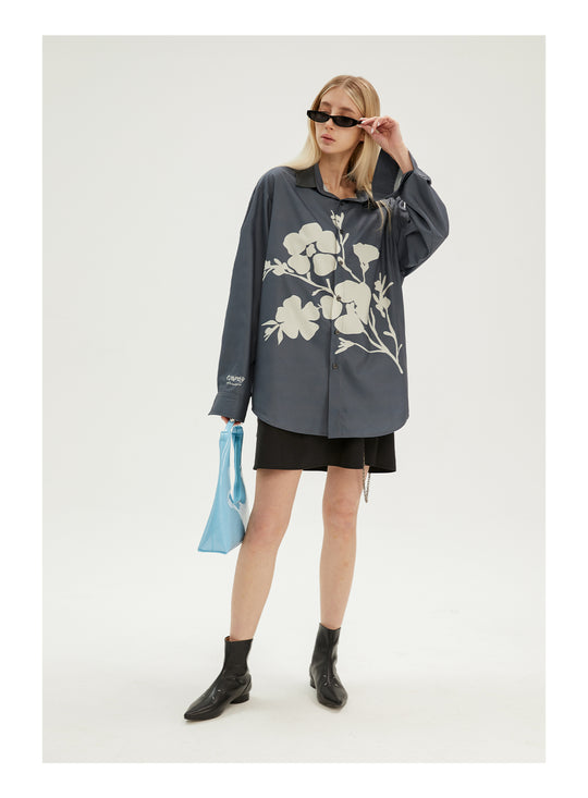 EMPTY REFERENCE Flower Shadow Print Long Sleeve Shirt