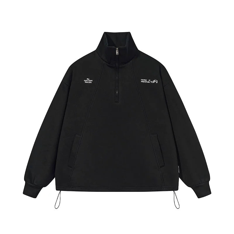 Harsh and Cruel Half Zip Stitched Pullover Sweatshirt