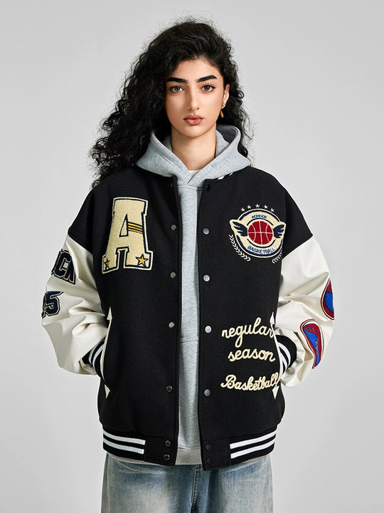 Achock Monogrammed Embroidered Flocked Baseball Jacket