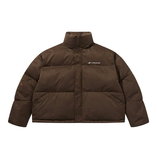 Harsh and Cruel Embroidered Logo Stand Up Collar Down Jacket