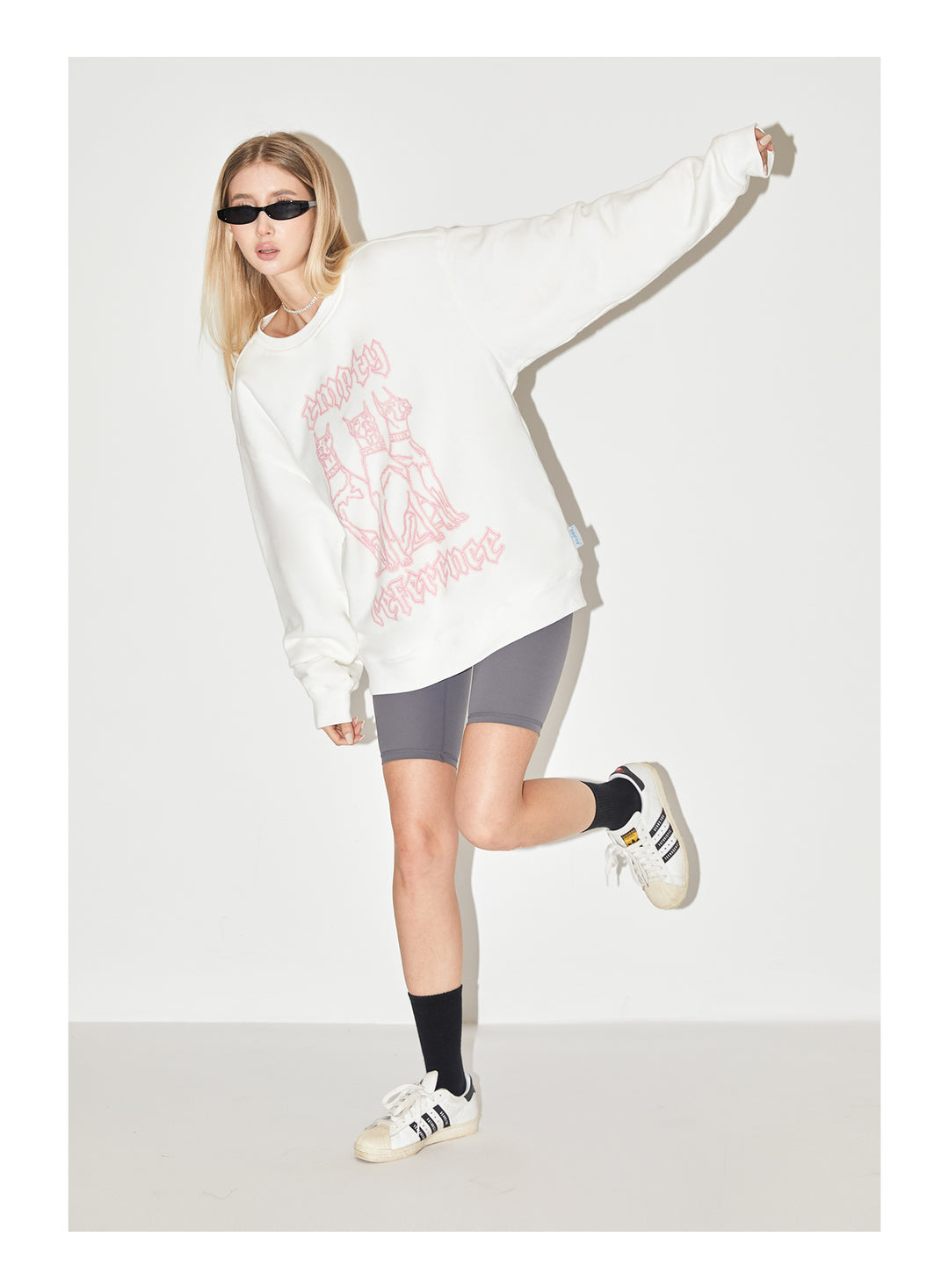 EMPTY REFERENCE Neon Doberman Dog Print Sweatshirts