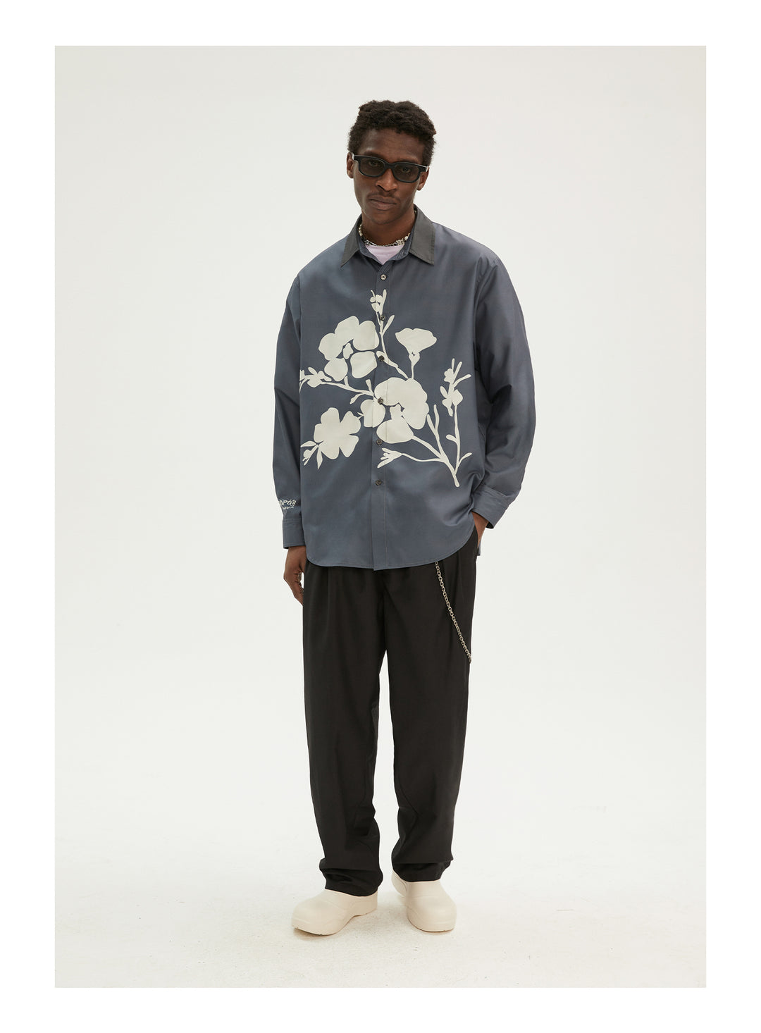 EMPTY REFERENCE Flower Shadow Print Long Sleeve Shirt