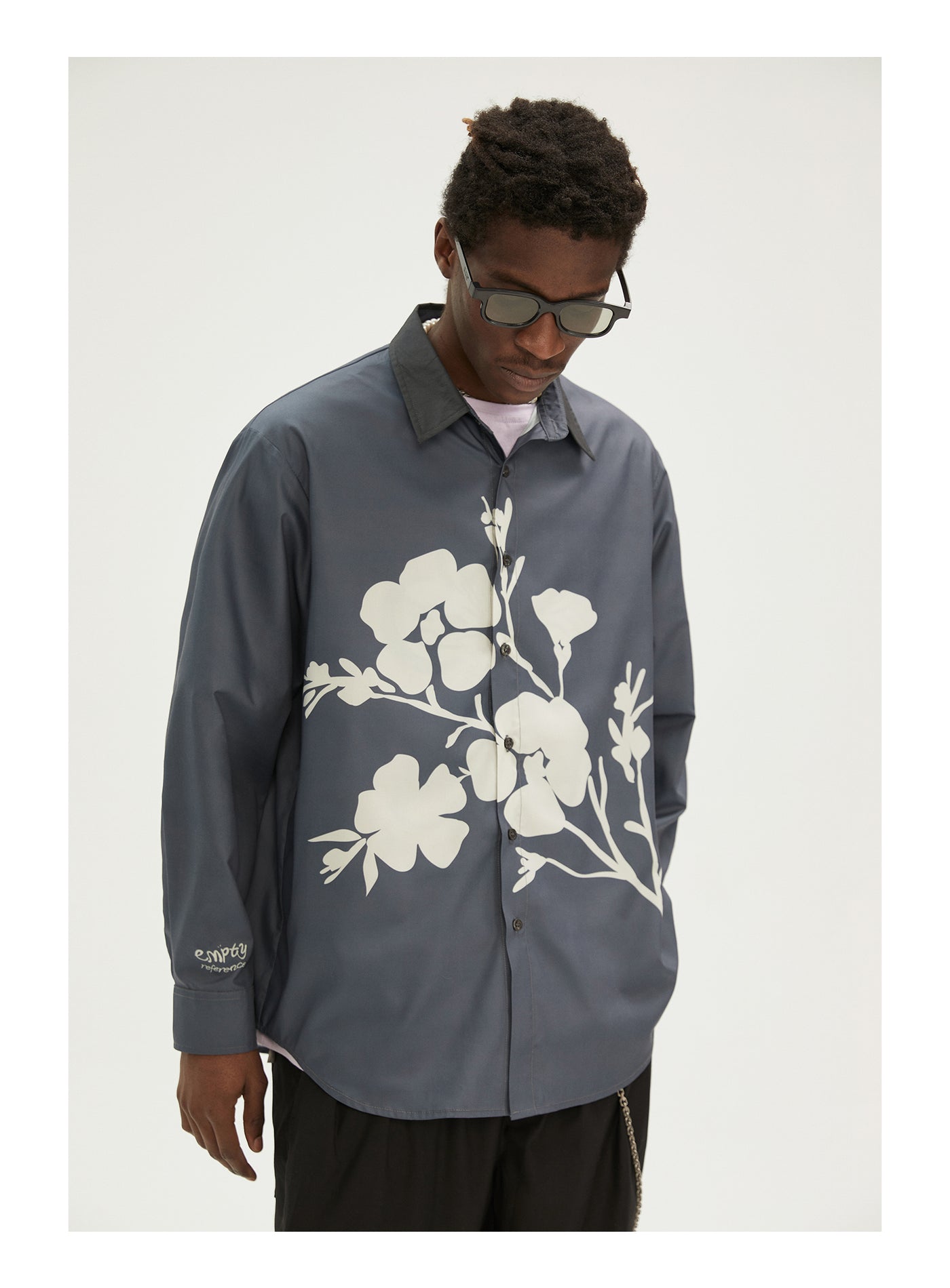 EMPTY REFERENCE Flower Shadow Print Long Sleeve Shirt
