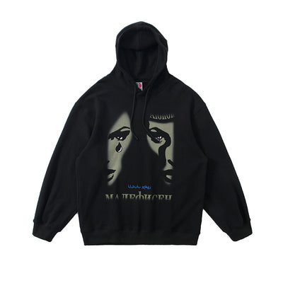 YADcrew Abstract Face Print Hoodie
