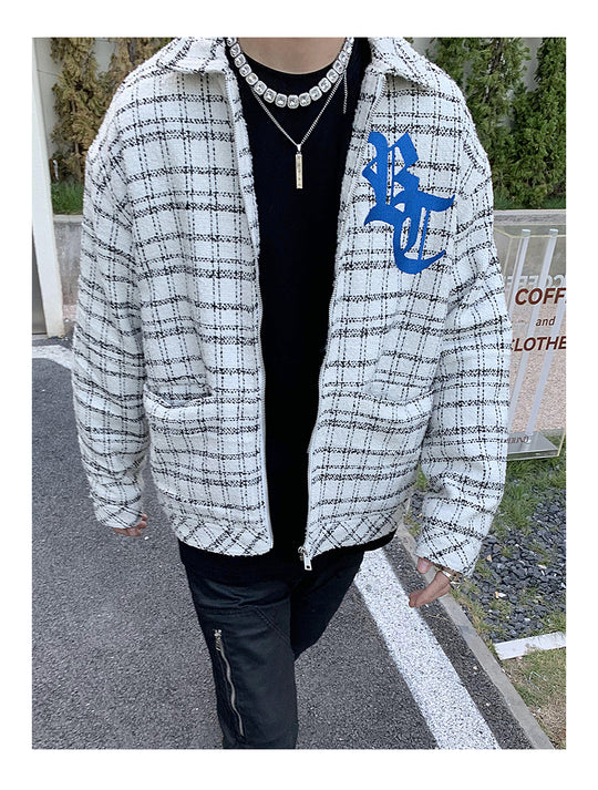 Embroidered Plaid Shirt Jacket