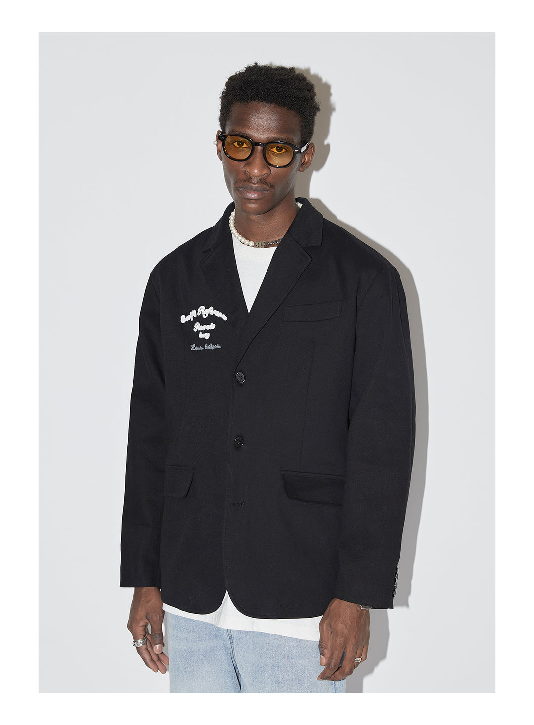 EMPTY REFERENCE Little Angel Logo Embroidered Suit Jacket