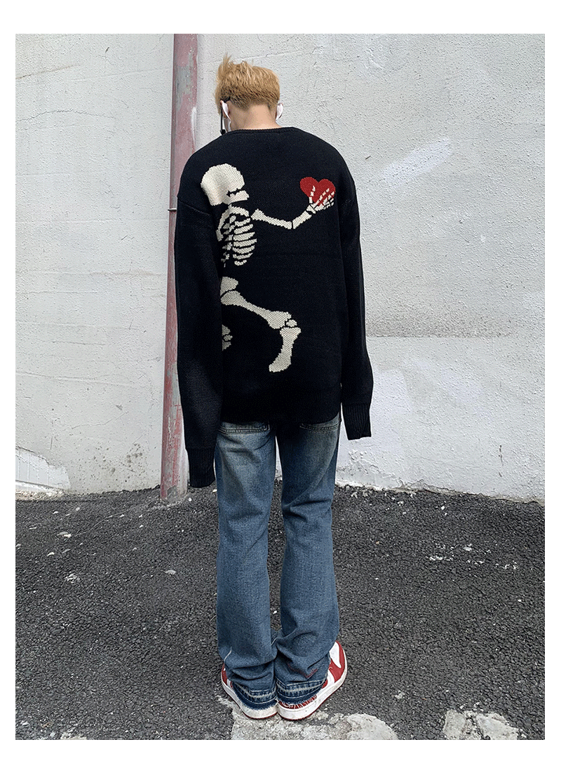 Skeleton Hands Heart Knit Sweater