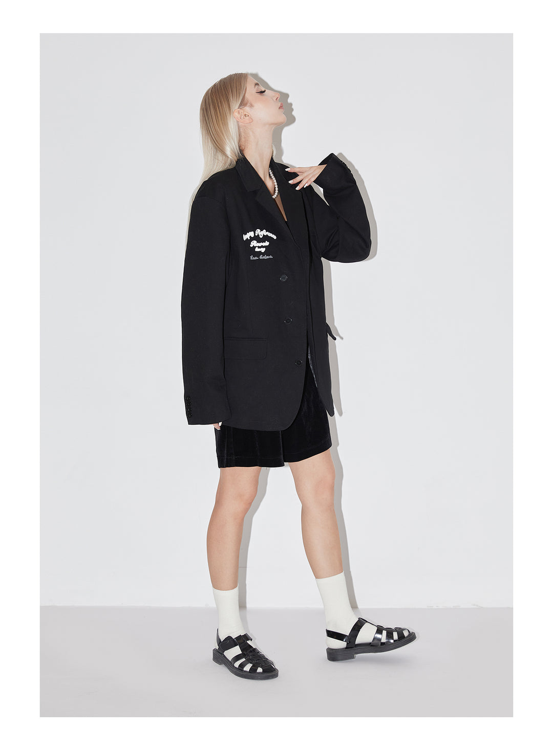 EMPTY REFERENCE Little Angel Logo Embroidered Suit Jacket