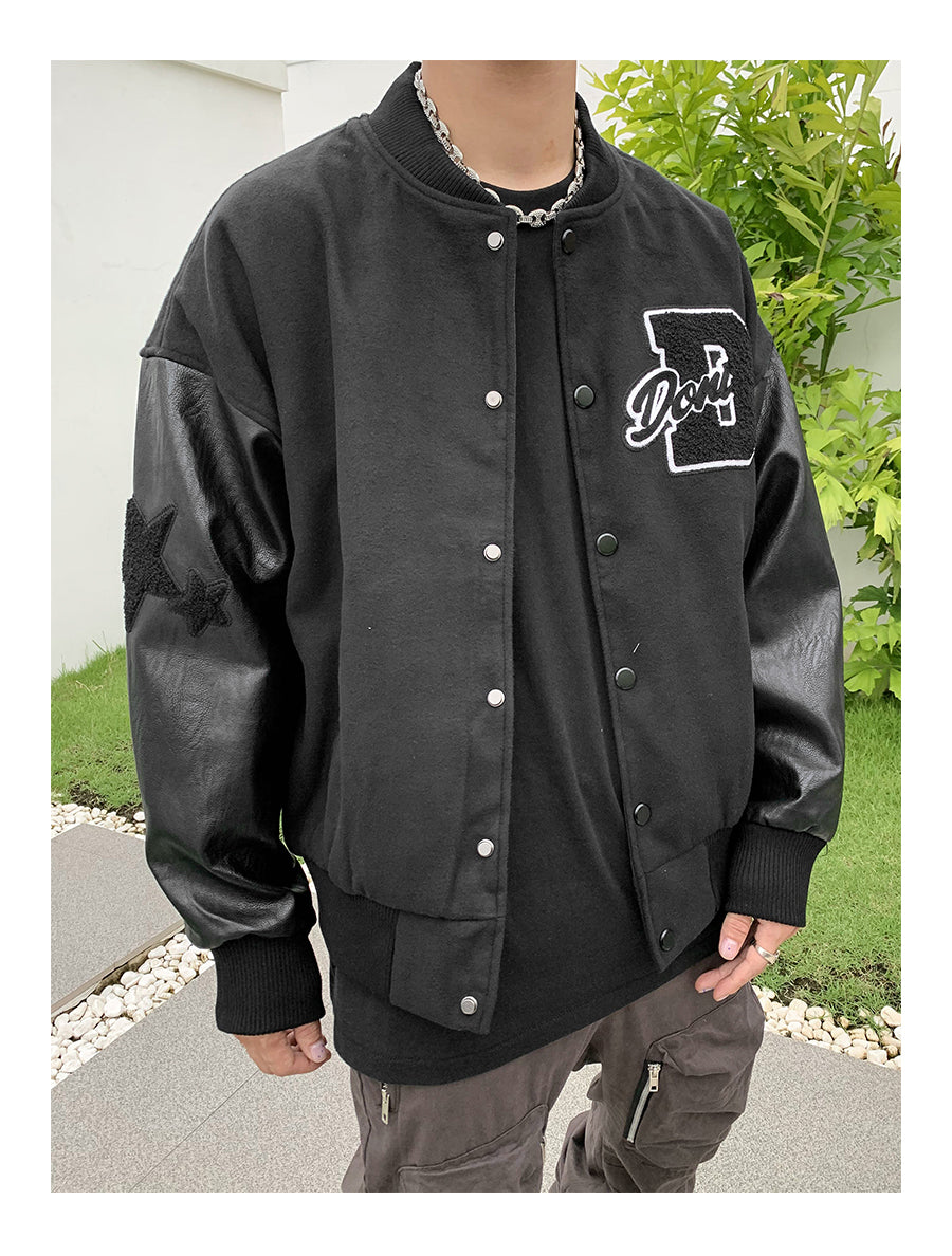 Don't Cower Embroidered Varsity Jacket